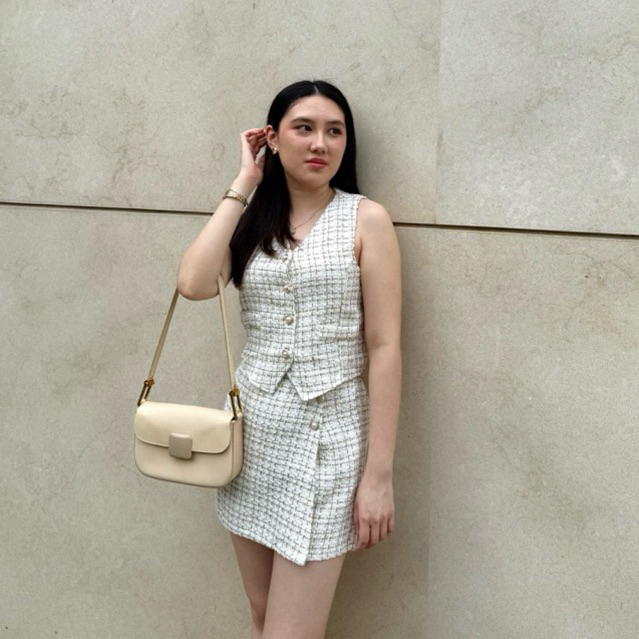 Auvre - Clair Tweed Set | Korean Tweed Set Premium | Baju Set Wanita Elegan