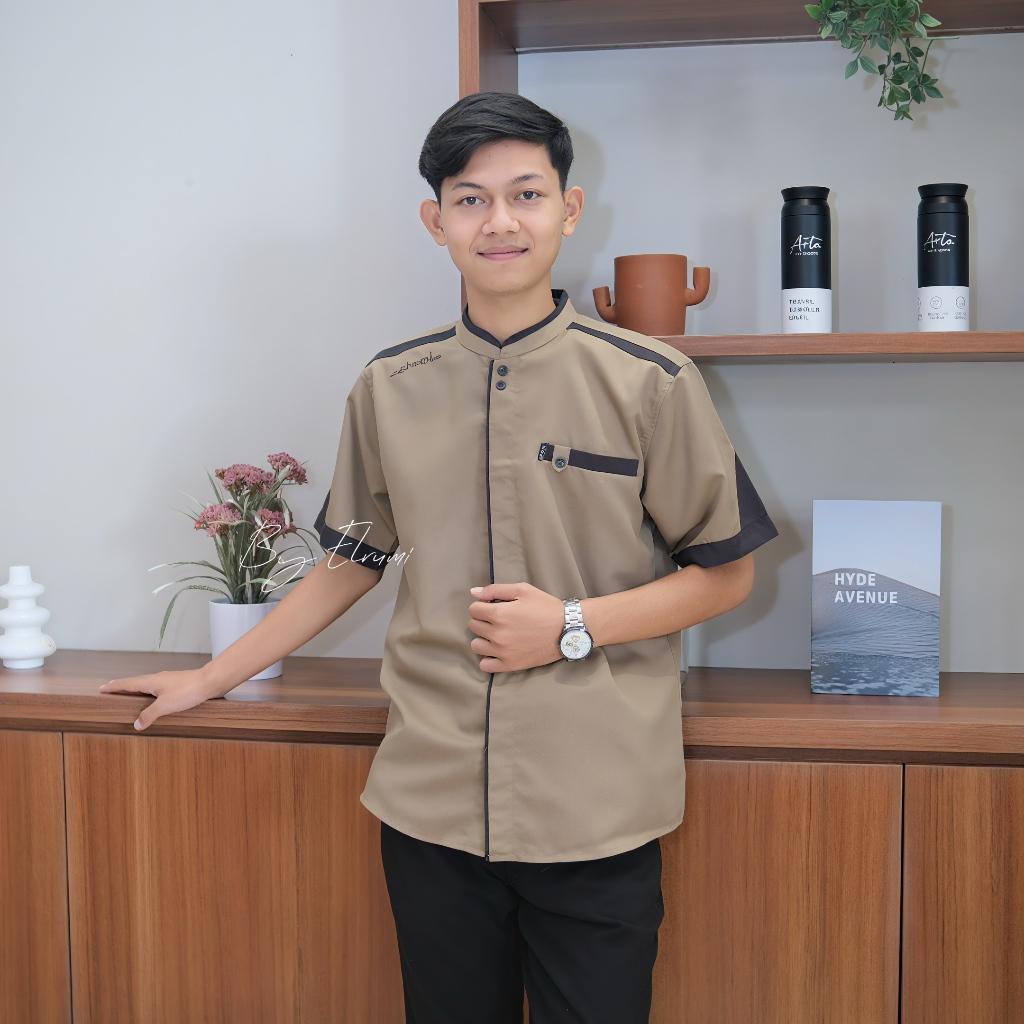 Baju Koko El Rumi Baju Koko Muslim Pria Lengan Panjang/Pendek BABUL Musthofa Pakaian Pria Koko Kombi