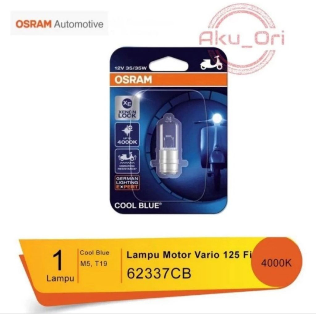 BOHLAM COOL BLUE K1 OSRAM 62335CB 62337CB lampu depan h6 halogen k1 motor bebek matic beat esp fi co