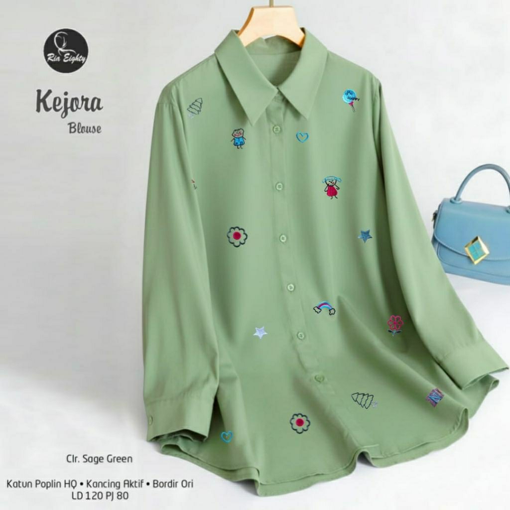 Sage green Kejora beige Kemeja Oversize Ld 120 Blouse jumbo / riaeighty