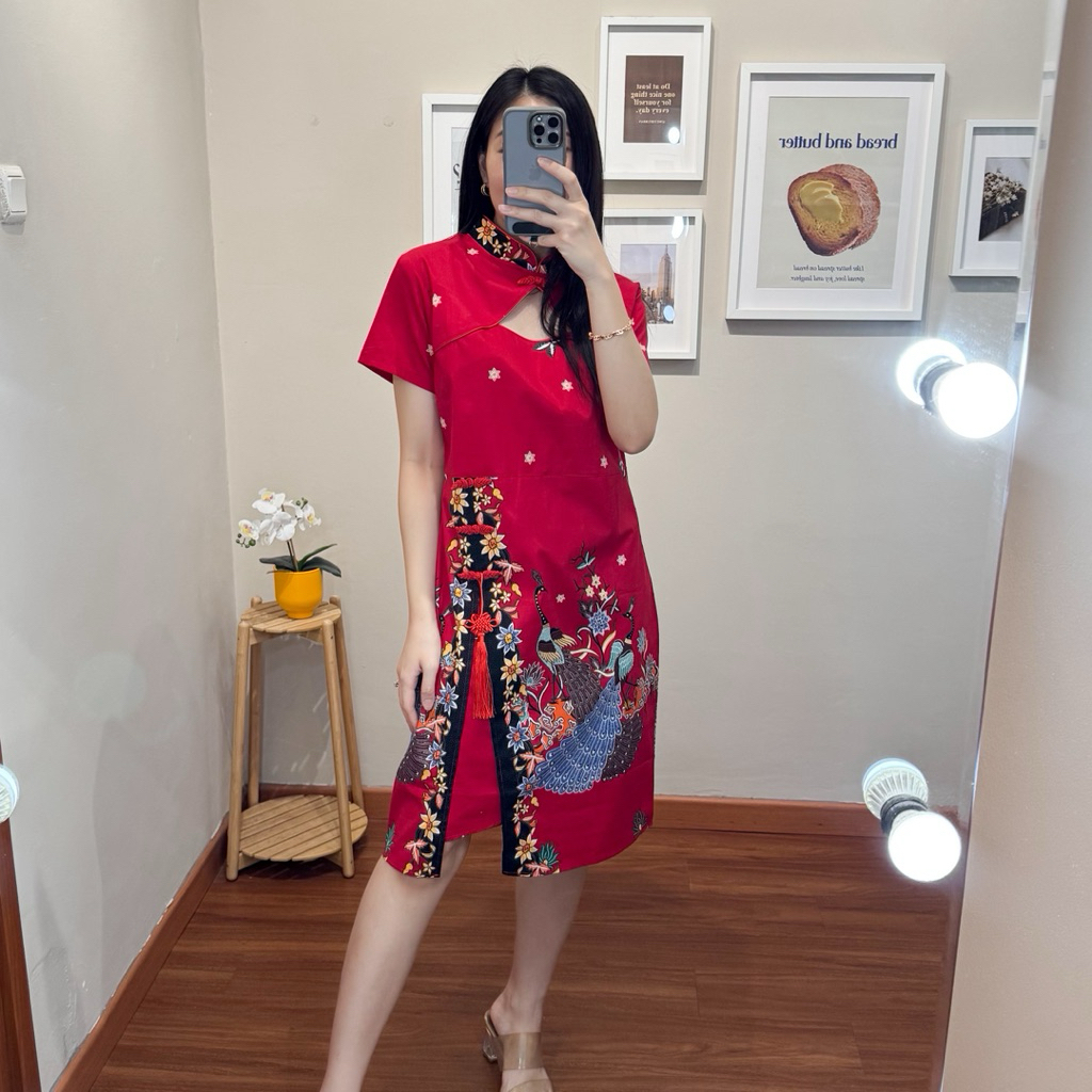Dress terusan batik qipao wanita baju dress cheongsam wanita premium - Yujin Qipao Batik Dress NWclo