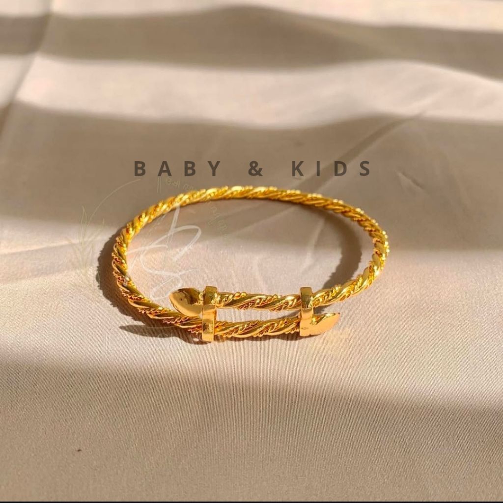 Gelang Lilit Bayi/Anak Gelang ulir bayi anak titanium sepuh emas gelang aceh gelang tempah