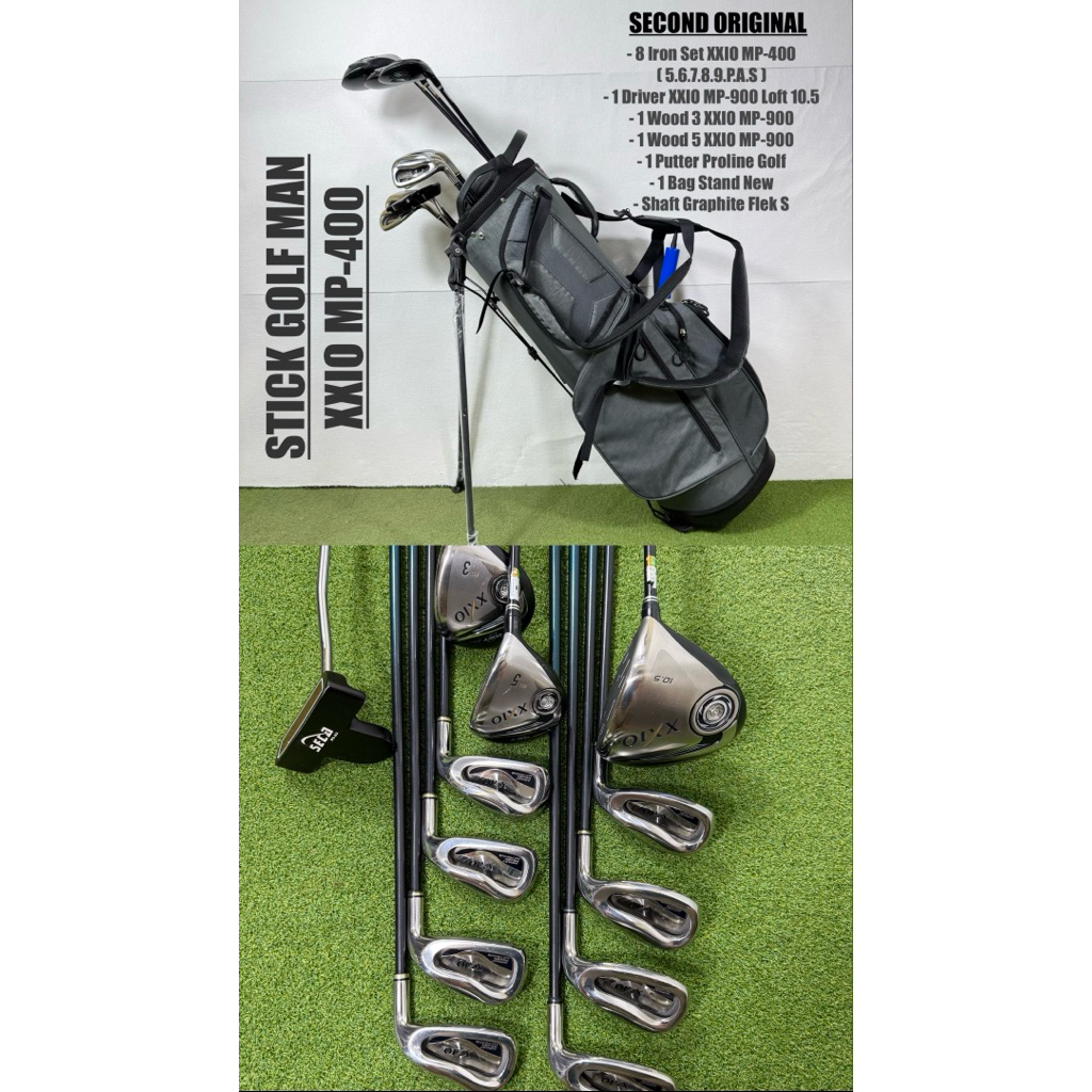 Paket Stick Golf Man Bekas Original XXIO MP400 Shaft Graphite Flek s Fullset Bag Golf Bekas Original