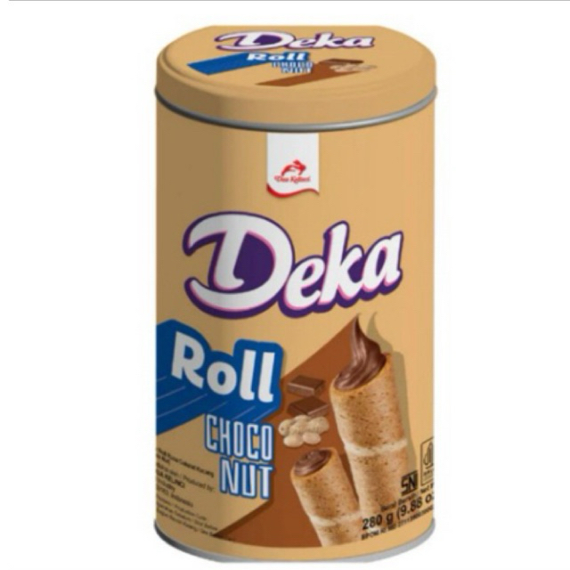DEKA ROLL CHOCO CHOCO 280gr / CHOCO NUT 280GR kemasan kaleng tabung/ASTOR DEKA/ASTOR MURAH/KUE LEBAR