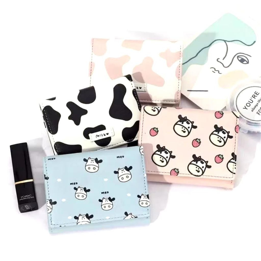 Dompet Lipat Kecil Dompet Motif Sapi Lucu dan Murah