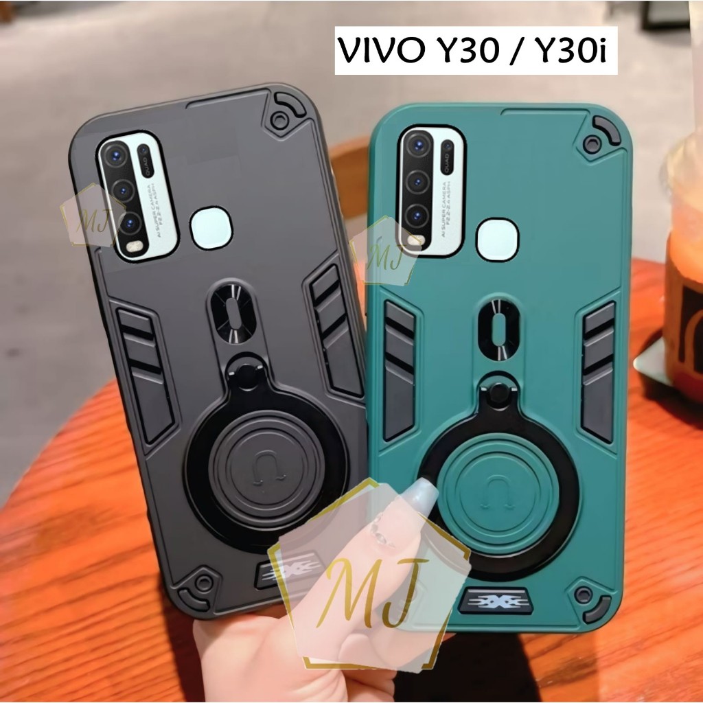 Casing Hp Vivo Y30 / Vivo Y30i Case Robot Fiber Ring 360 Ring Case Pro Camera Cover Handphone