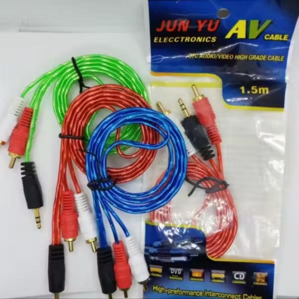 KABEL AUDIO AUX RCA AV AUDIO PANJANG 1,5 meter KABEL AUX RCA2in1