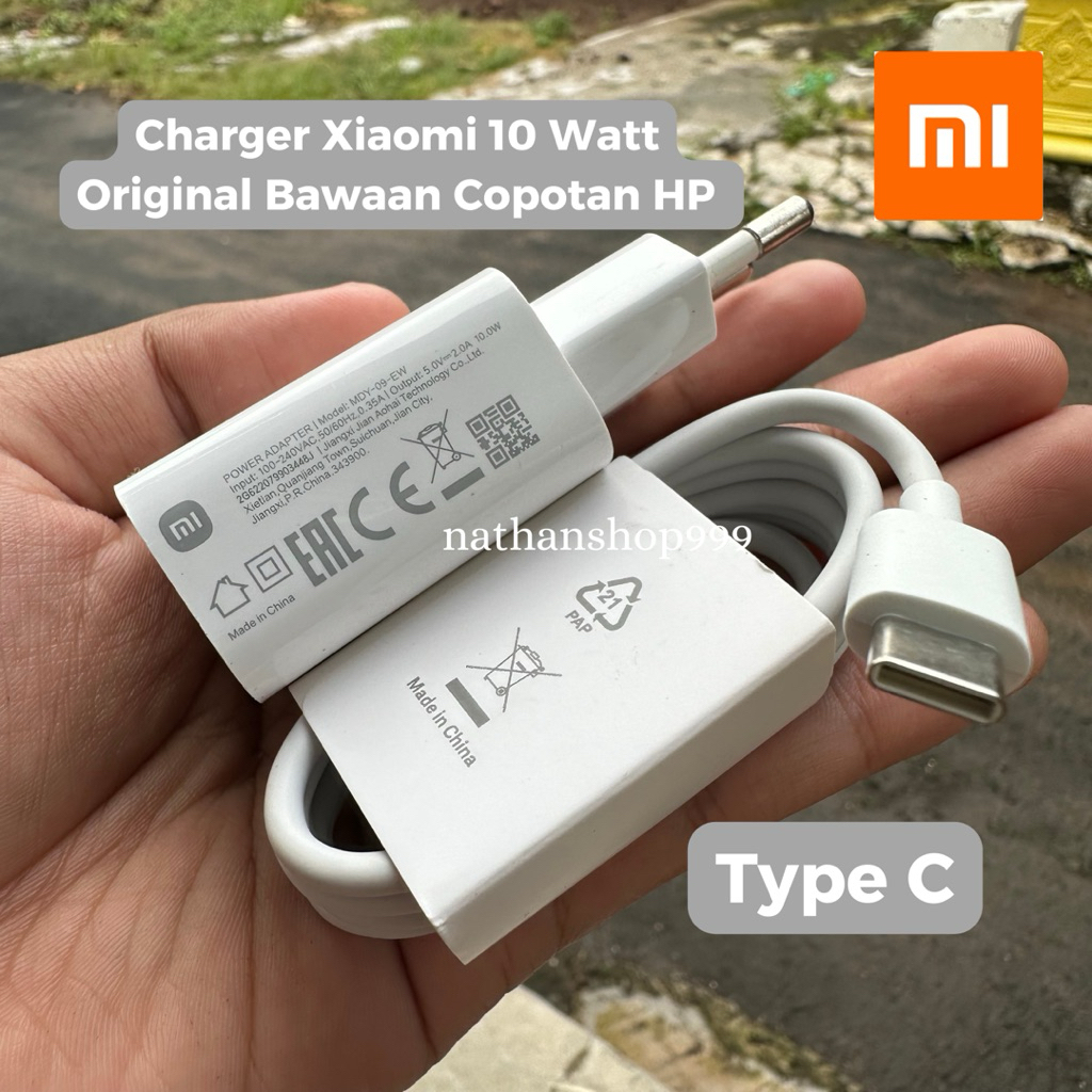 Charger Original Xiaomi Bawaan/Cabutan HP 10Watt Redmi Note 7 Redmi Note 8 Redmi 10C Type C