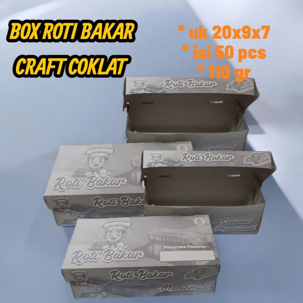 (COD) PROMO 50 PCS BOX DUS ROTI BAKAR UK 20X9X7// DUS ROTI BAKAR//KEMASAN ROTI BAKAR MURAH