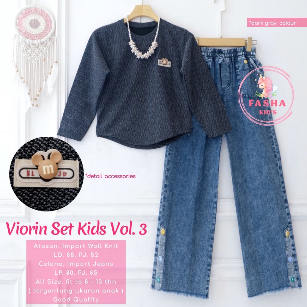 Dina | Ghea | Sherli | Viorin - Setelan Kaos Knit dan Celana Jeans Panjang Anak Remaja Perempuan by 