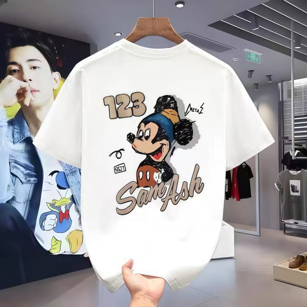 Butik Bebas Masalah - Kaos Pria Putih Lucu Oversize Mickey Mouse Nyaman