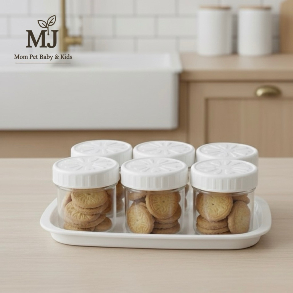 Toples Plastik Warna Putih isi 6 Free Nampan - MJ x RumahPutihQu