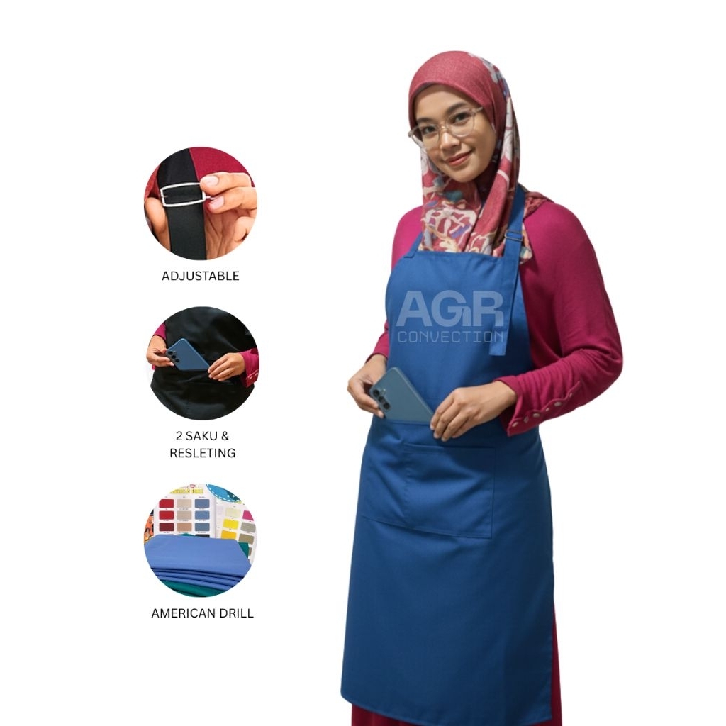 apron/apron biru/apron kitchen/apron barista/apron barbershop/apron masak/apron celemek/celemek/cele