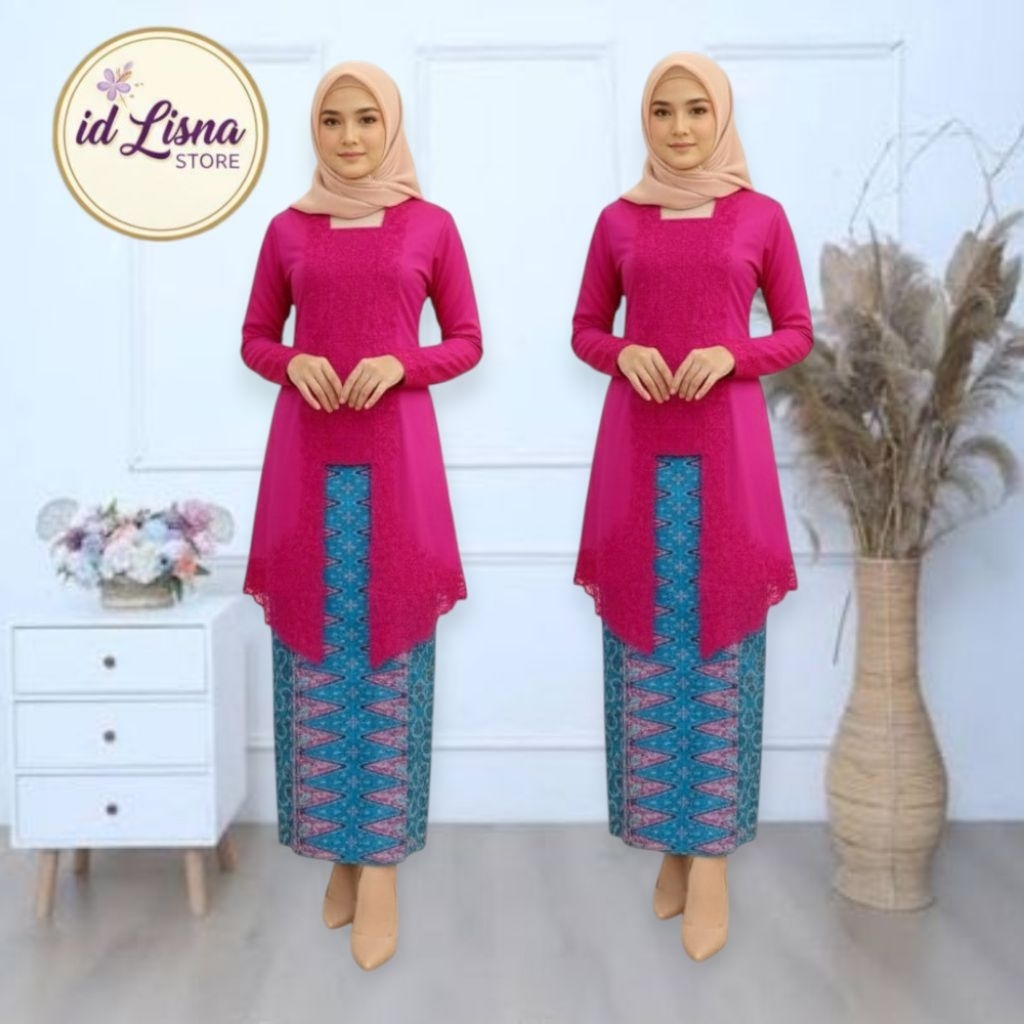 Atasan Kebaya Encim Tunik Model Kutu Baru Baju Encim Modern Tunik Kutu Baru Model Lengan Panjang