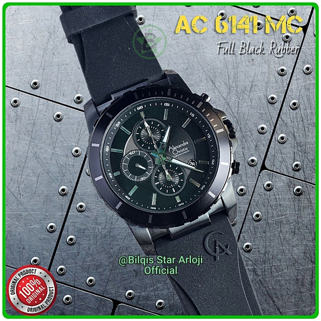Alexandre Christie Pria Ac 6141 Mc Tali Karet Full Black Original