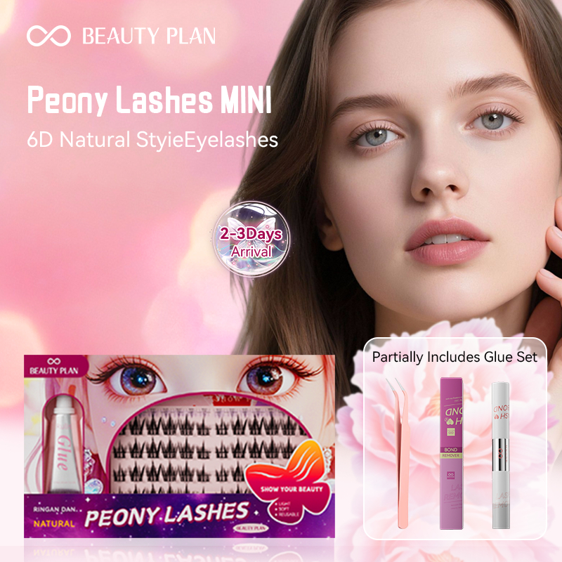 BEAUTY PLAN Bulu Mata Seri Peony Bulu Mata Set 9-12mm 9-13mm C Curl Gaya Alami Bulu Mata Lembut Dapa
