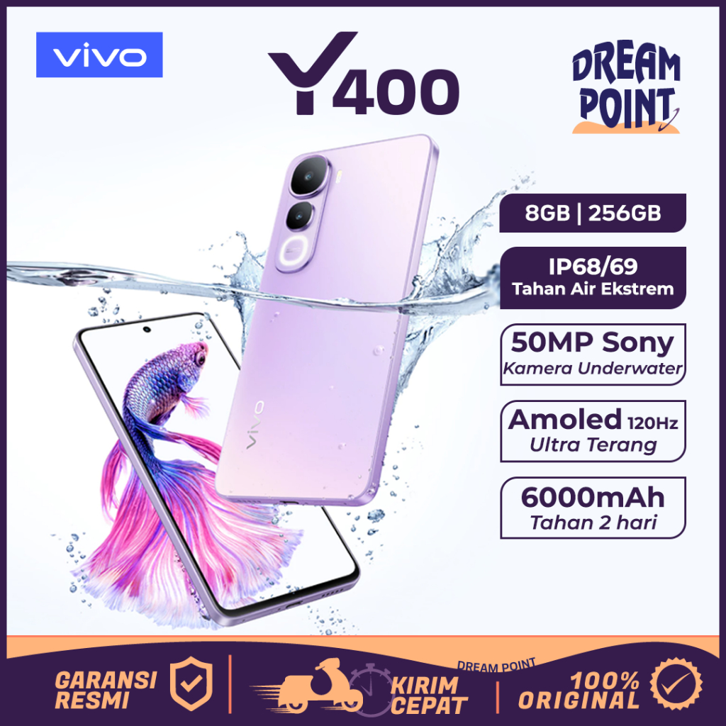 VIVO Y400 8/256GB Camera Underwater HP Vivo Terbaru 2025 Handphone Android HP Murah Original 100%