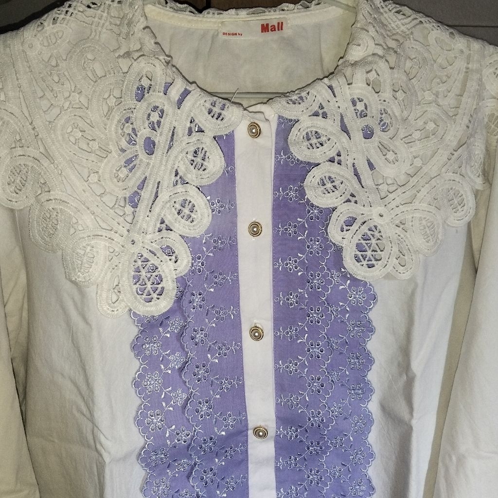 Atasan putih kerah bordir white blouse