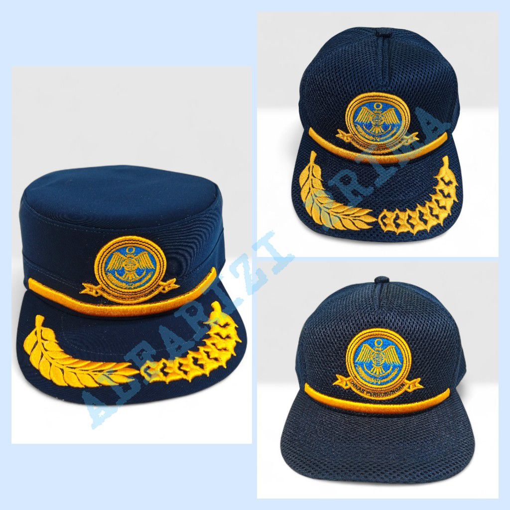 Topi Kemenhub dan Dishub / Topi Bordir Timbul / Topi Kementerian Perhubungan / Topi Dinas Perhubunga