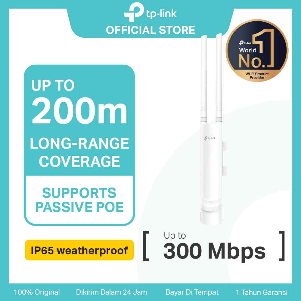 TP-LINK Omada EAP110 Outdoor | 300Mbps Wireless N Outdoor Access Point | IP65 Tahan Cuaca | SDN