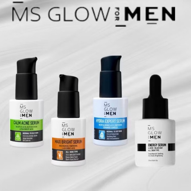 SERUM FOR MEN MS GLOW MENCERAHKAN, KULIT KERING DAN BERJERAWAT