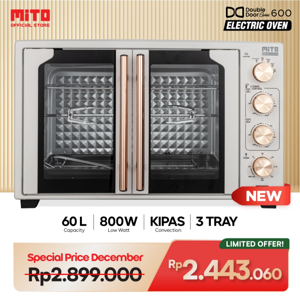 MITO Electric Oven MO600 Double Door 60L | Oven Listrik - Pemanggang Kue dan Makanan