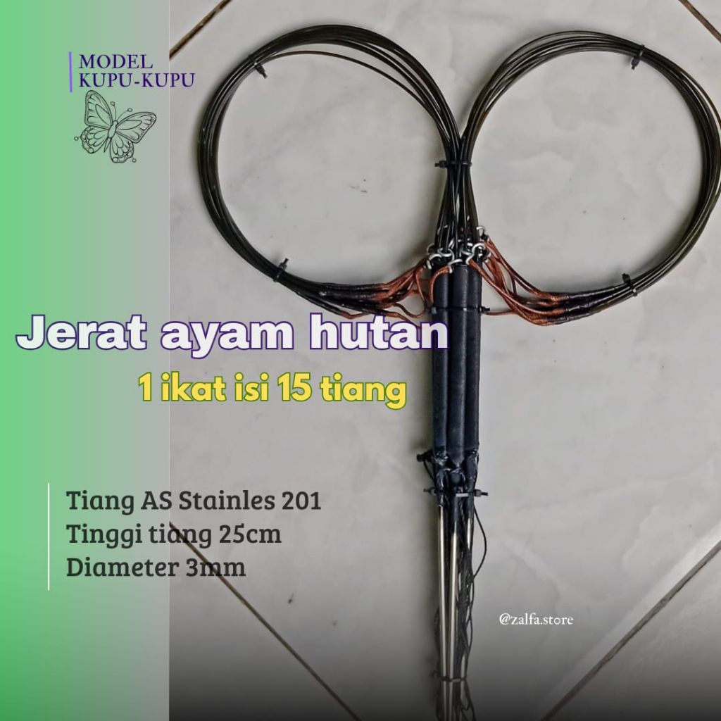 Jerat ayam hutan Racik tarung model kupu kupu 1 ikat isi 15 tiang/30mata racik