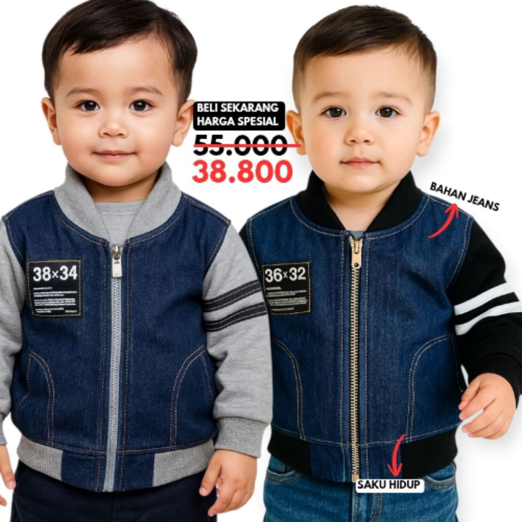 Jaket jeans bayi laki laki 0 6 bulan 6 12 bulan jaket anak 123 tahun jaket jeans anak cowok baju bay