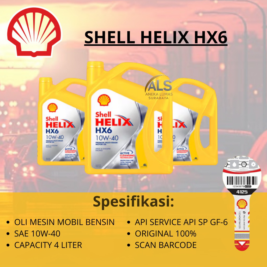 Shell Helix HX6 10w-40 Oli Mesin Bensin Shell Helix HX6 sae 10w40 Original