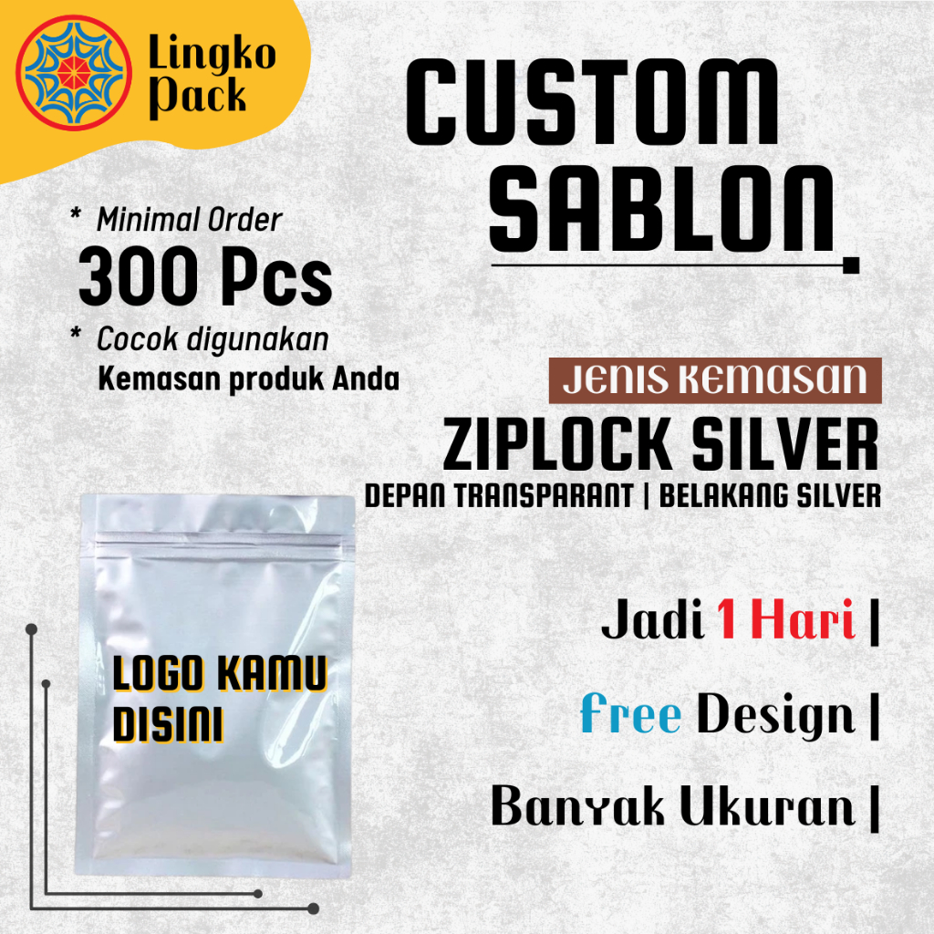 (CUSTOM SABLON) PLASTIK ZIPLOCK SILVER PLASTIK KLIP PLASTIK KEMASAN ZIPLOCK | PLASTIK KLIP AKSESORIS