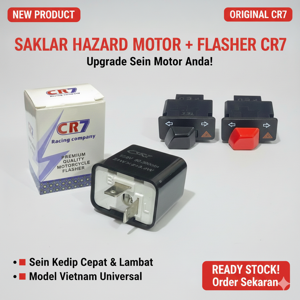 Flasher + Saklar Hazard Motor | Sein Hazard Kedip Cepat Lambat | Universal Semua Motor