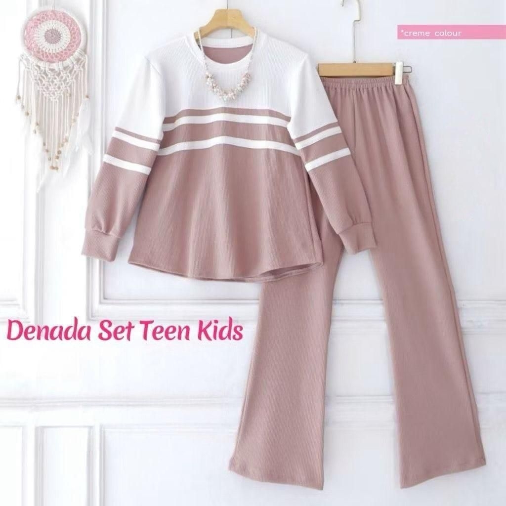 DENADA SET KIDS ( 3 TAHUN - 13 TAHUN ) CRINCLE // SETELAN DENADA // SETELAN GARIS GARIS // ONESET PO