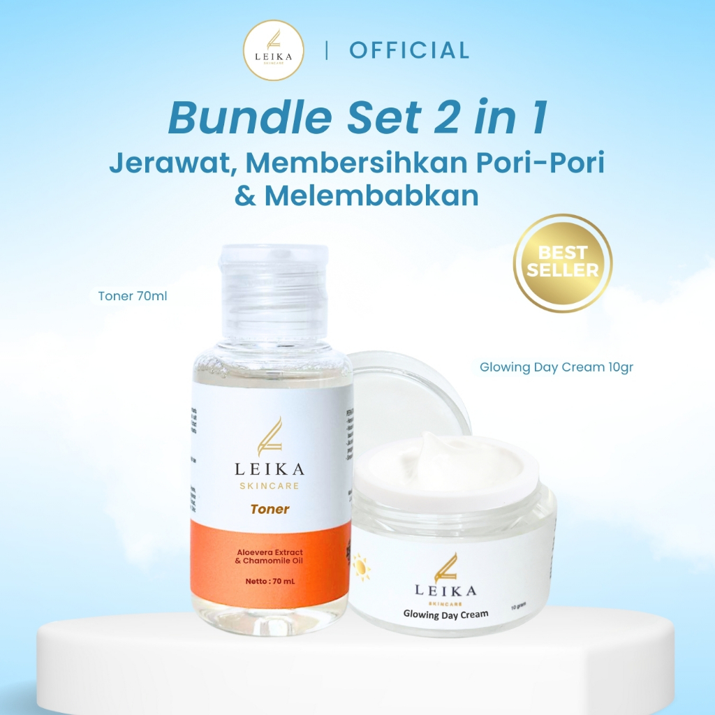 Leika Skincare 2 in 1 Glowing Day Cream & Toner Leika Skin Care Resmi BPOM