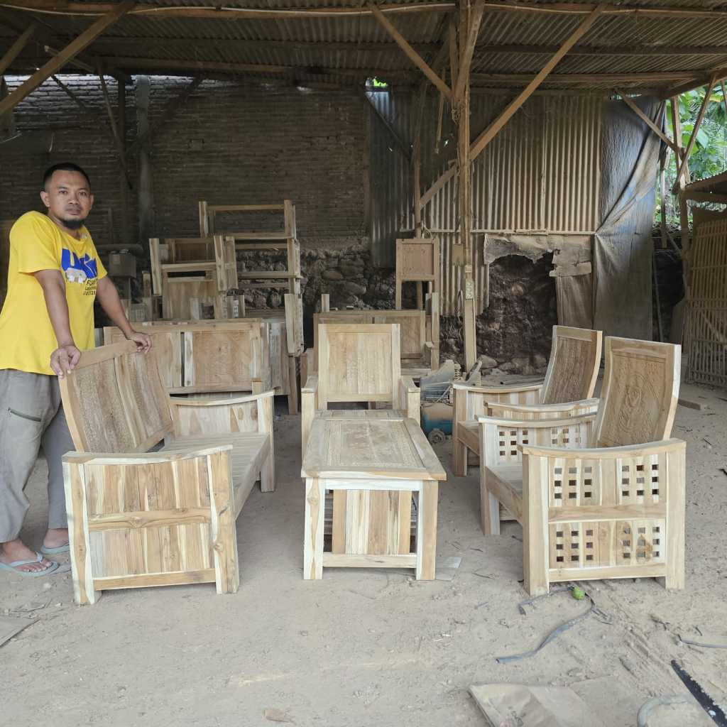 Kursi Tamu Minimalis Jepara Mentahan Full Kayu Jati Mebel Jepara