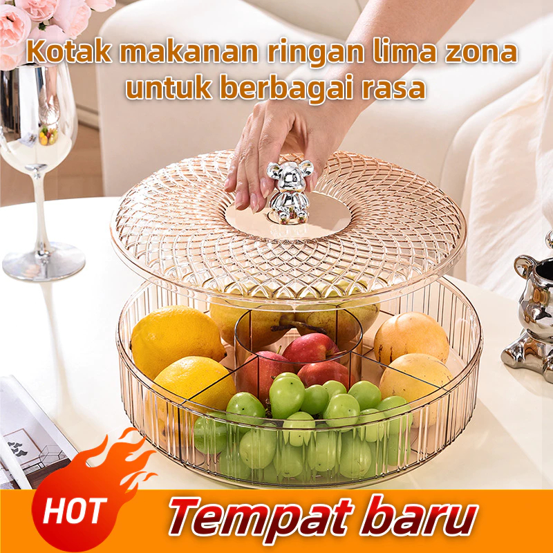 HOT Toples Makanan Bulat dengan 5 Sekat Besar Penyimpanan Camilan Snack untuk Ruang Tamu dan Keluarg