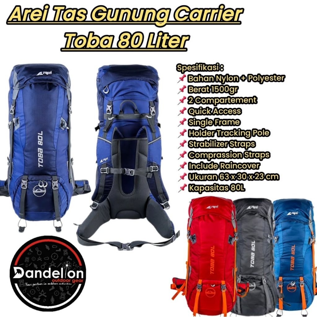Arei Tas Gunung Carrier Toba 80 Liter
