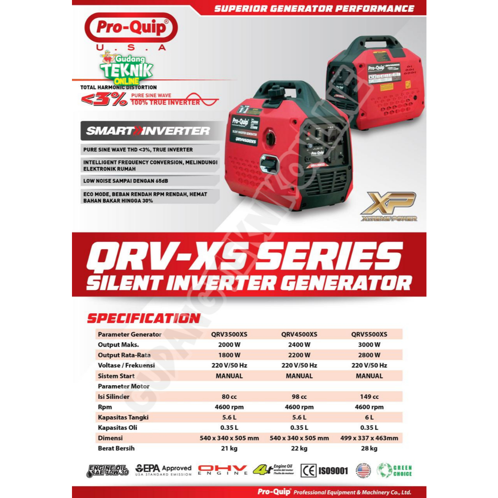 Genset Silent 2000W 2400W 3000W PROQUIP QRV2500XS QRV3500XS QRV5500XS / Power Generator 2000 2400 30