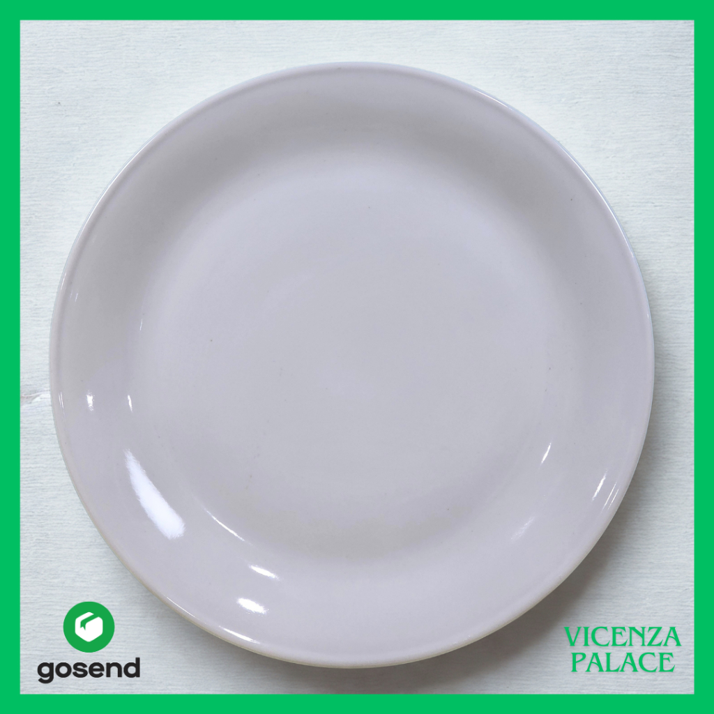 (INSTAN) Piring Keramik Putih Polos size 10inch/25cm Lucky Ceper isi 12 pcs Grosir (1Lusin)