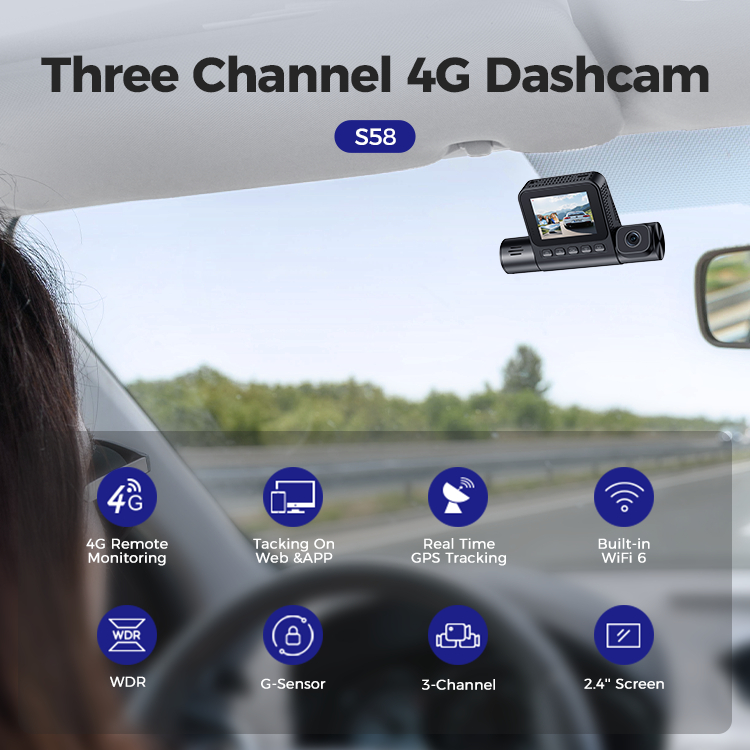 cuci gudang azdome s58 3 camera 4g dashcam 3 kamera dash cam gps tracker