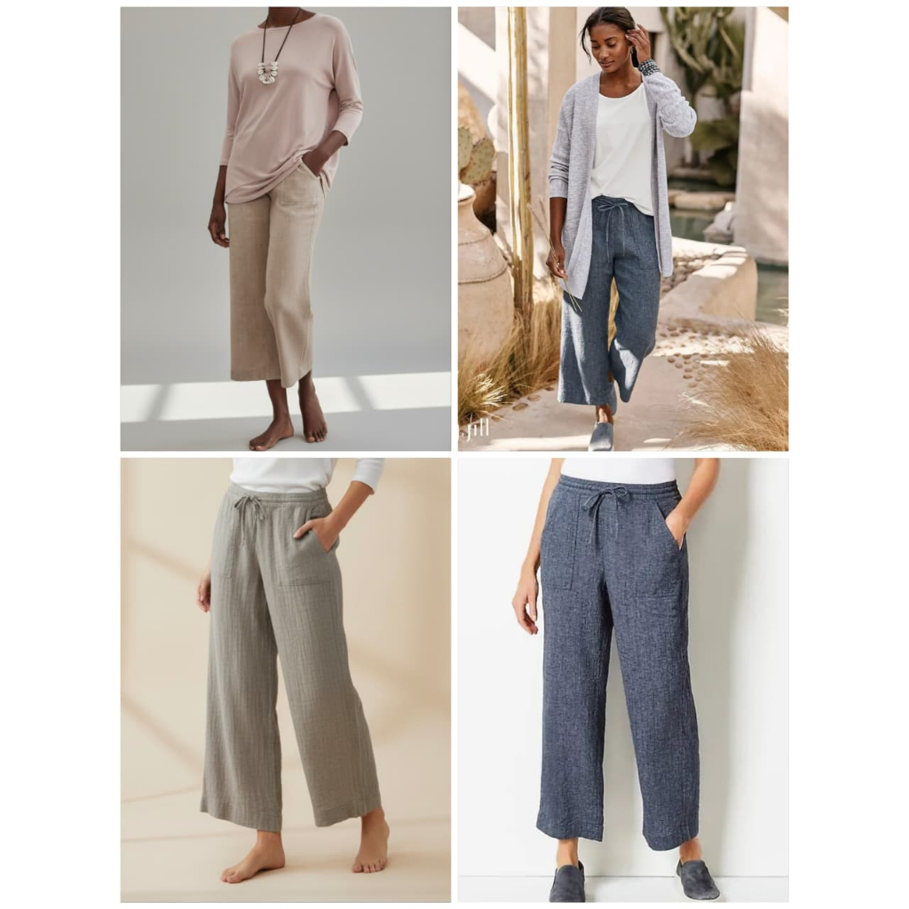 Celana J.Jill Linen Ankle Drawstring Wideleg pants