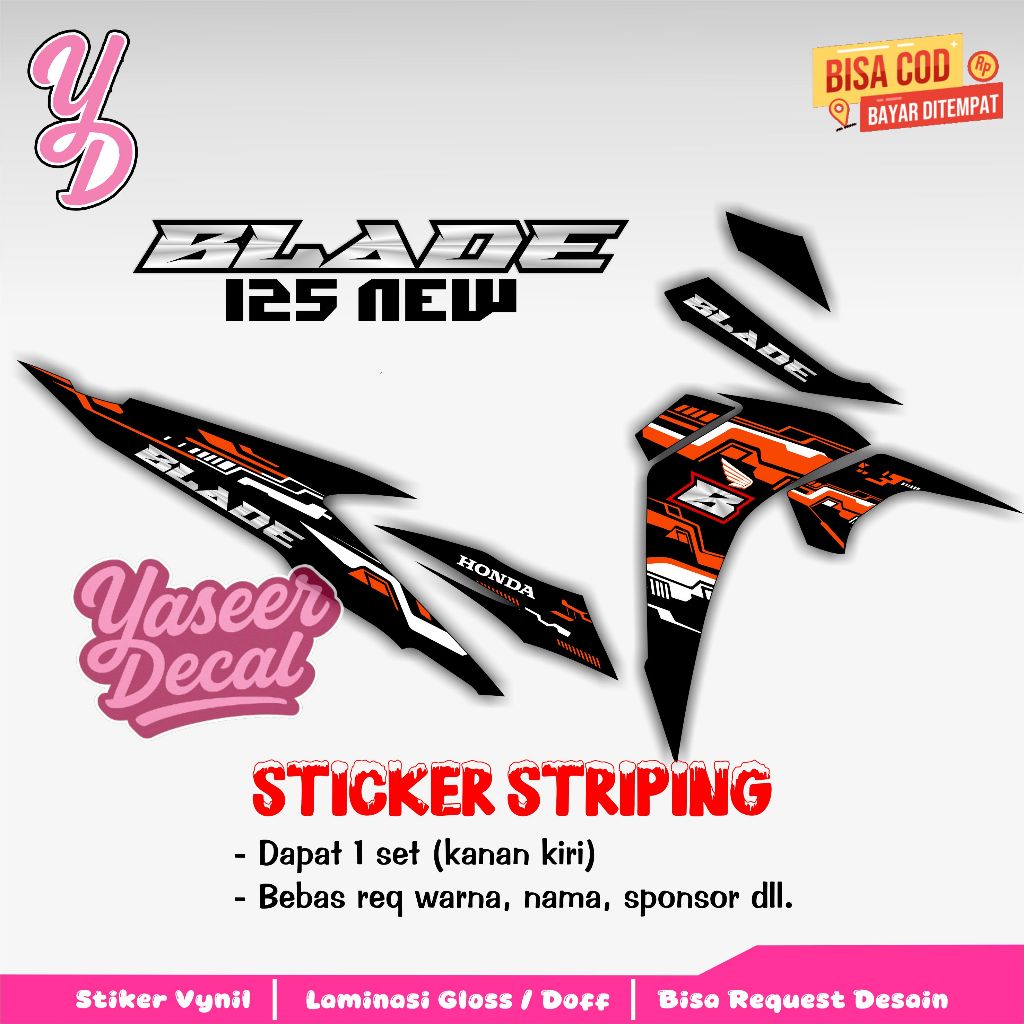 Striping Blade 125 New - Stiker Sticker Striping Variasi Lis Honda Blade 125 New - Striping Hologram