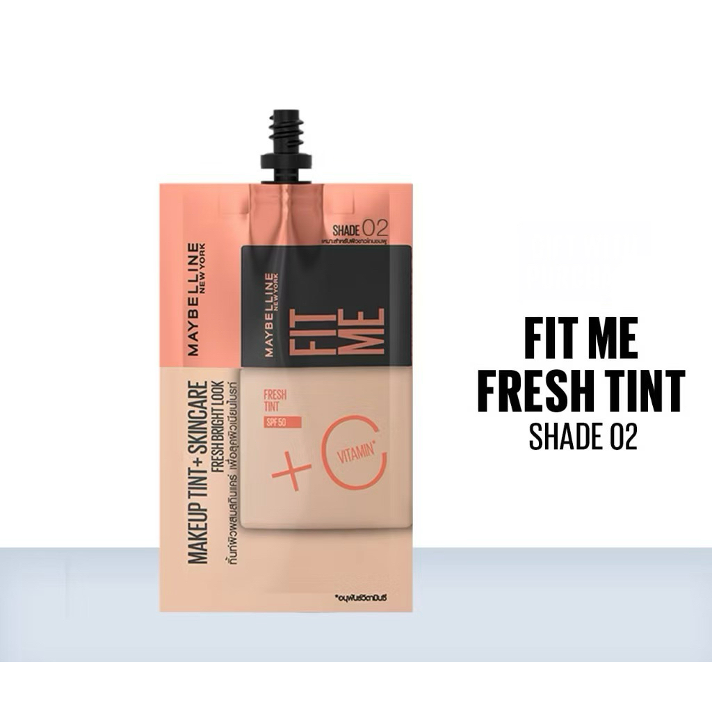 Maybelline Fit Me Fresh Tint Skin Foundation Sachet 5 ml - Shade 02 Kulit Cerah