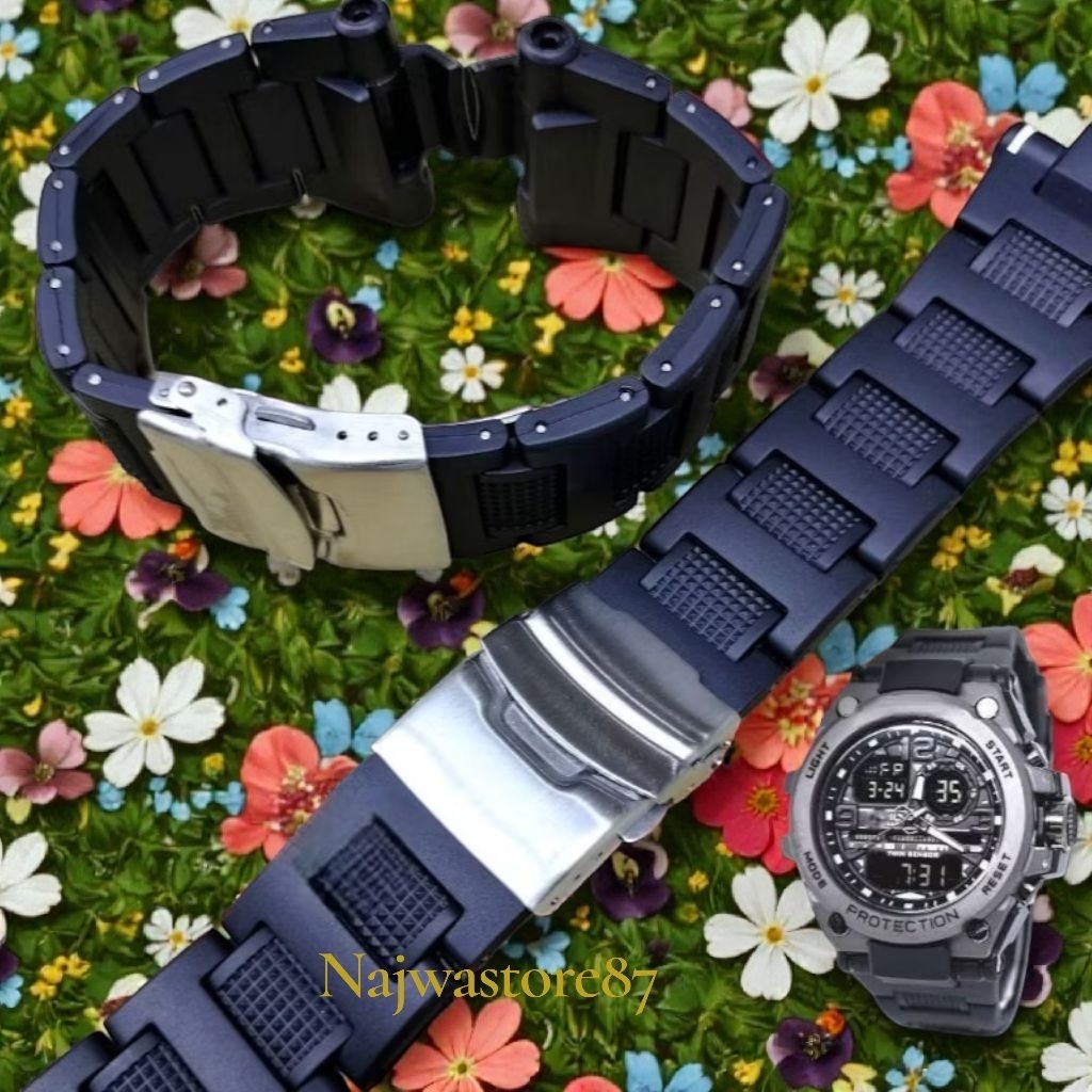strap rubber tali jam rantai plastik G G-shock warna hitam