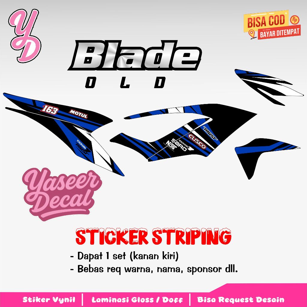Striping Blade 110 Old - Stiker Sticker Striping Variasi Lis Honda Blade 110 Old - Striping Hologram
