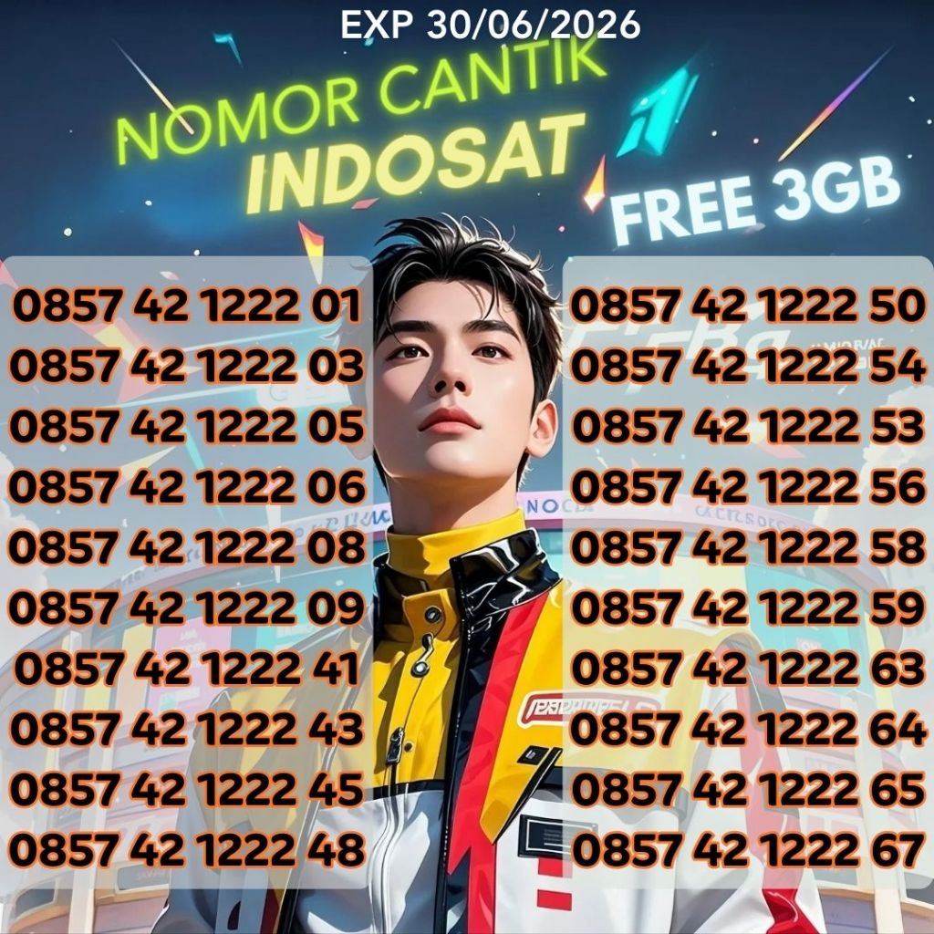 Nomor Cantik Indosat  0857 42 1222 XX Bonus 3GB (DIY,JATENG,JATIM,BALI& NTT) Harga 45ribu