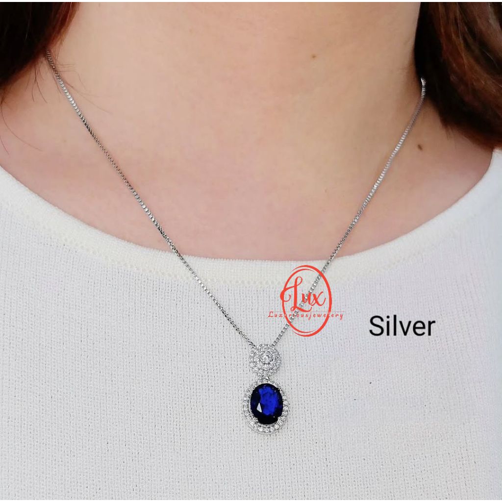 Kalung diamond blue sapphire mewah 316008