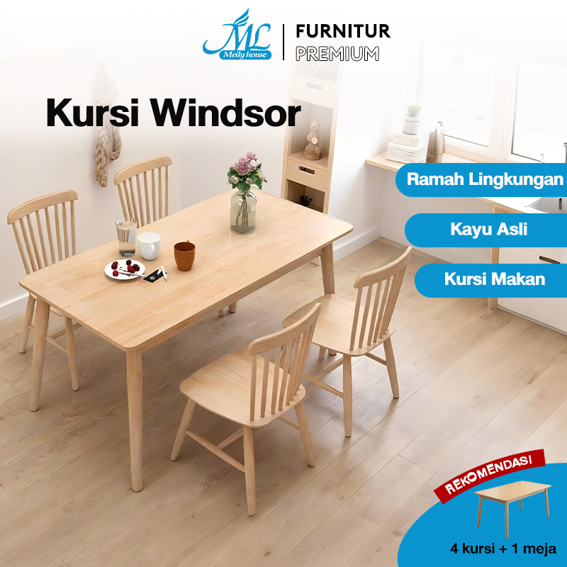 Kursi Makan Kayu Kursi Makan Kursi Makan Kayu Solid Kursi Kayu Karet Kursi Cafe Ruang Tamu 100% Kayu