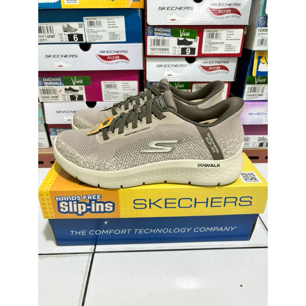 SIZE 40,41,42 SEPATU SKECHERS GO WALK FLEX 216336TPE TAUPE MEN SLIP INS ORIGINAL