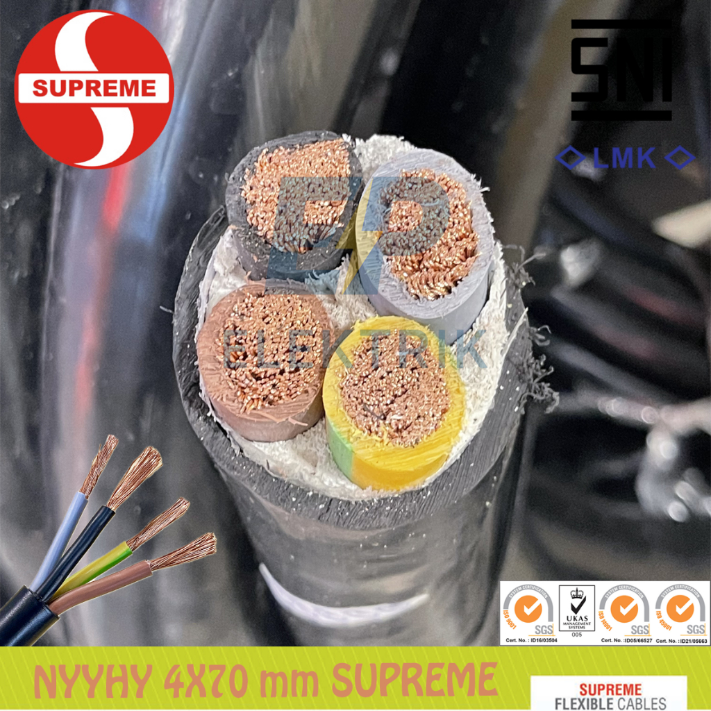 KABEL SUPREME SERABUT NYYHY 4X70 mm FLEXIBLE 450/750 Volt