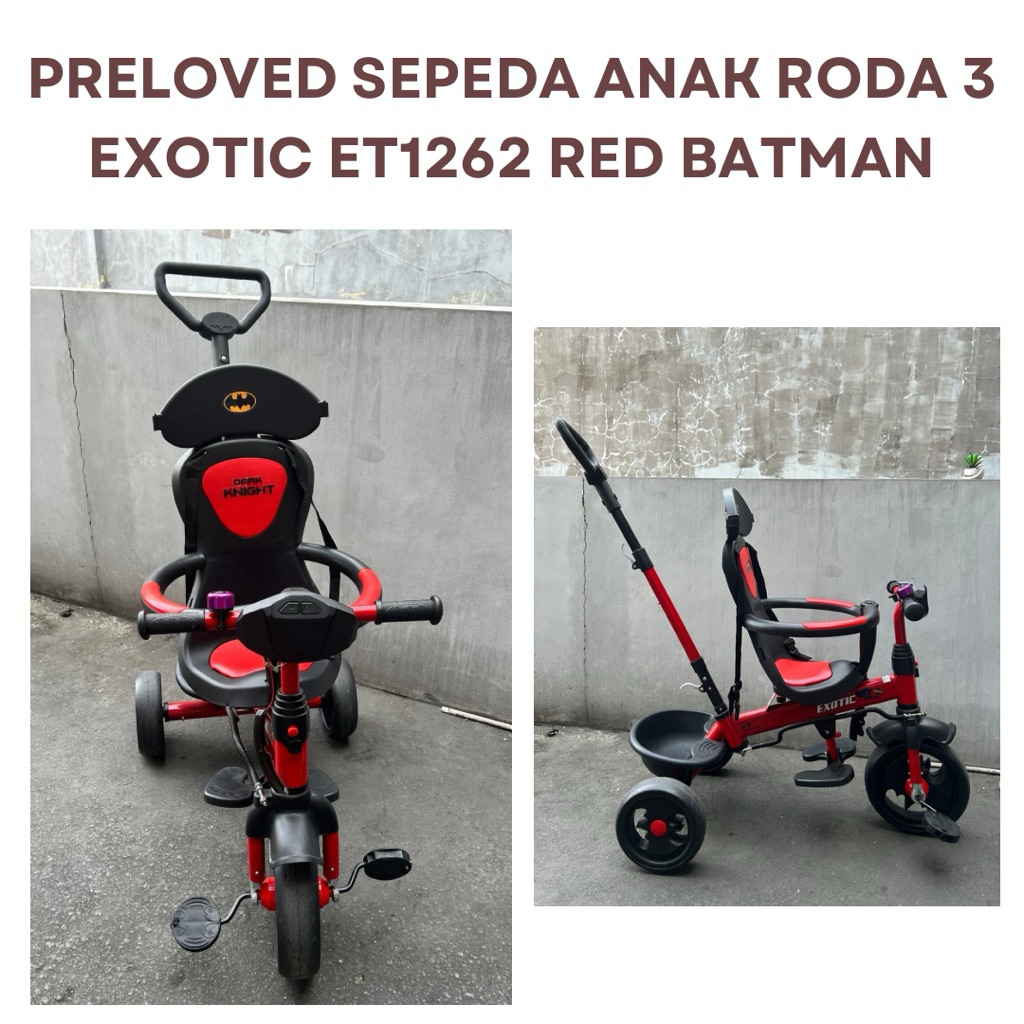 Preloved Sepeda Anak Roda 3 Exotic ET 1262 Red Batman / Sepeda Roda 3 Bekas / Tricyle Jual Murah Sep